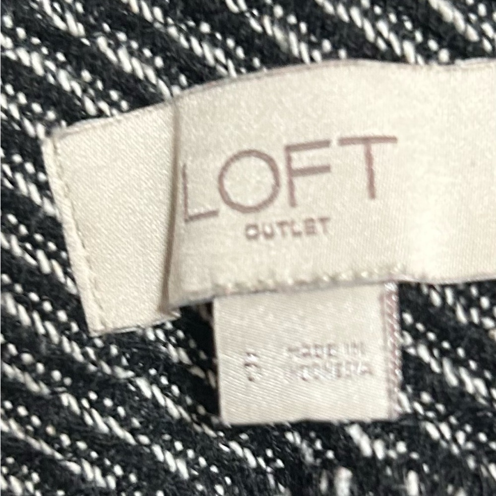 Ann Taylor LOFT Black White Tweed Pants High Waist Wide Leg Trousers Size 6 - Picture 6 of 10